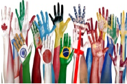 Hands with flags
